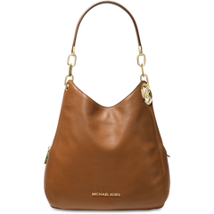 Lillie Large Pebbled Leather Shoulder Bag - Luggage