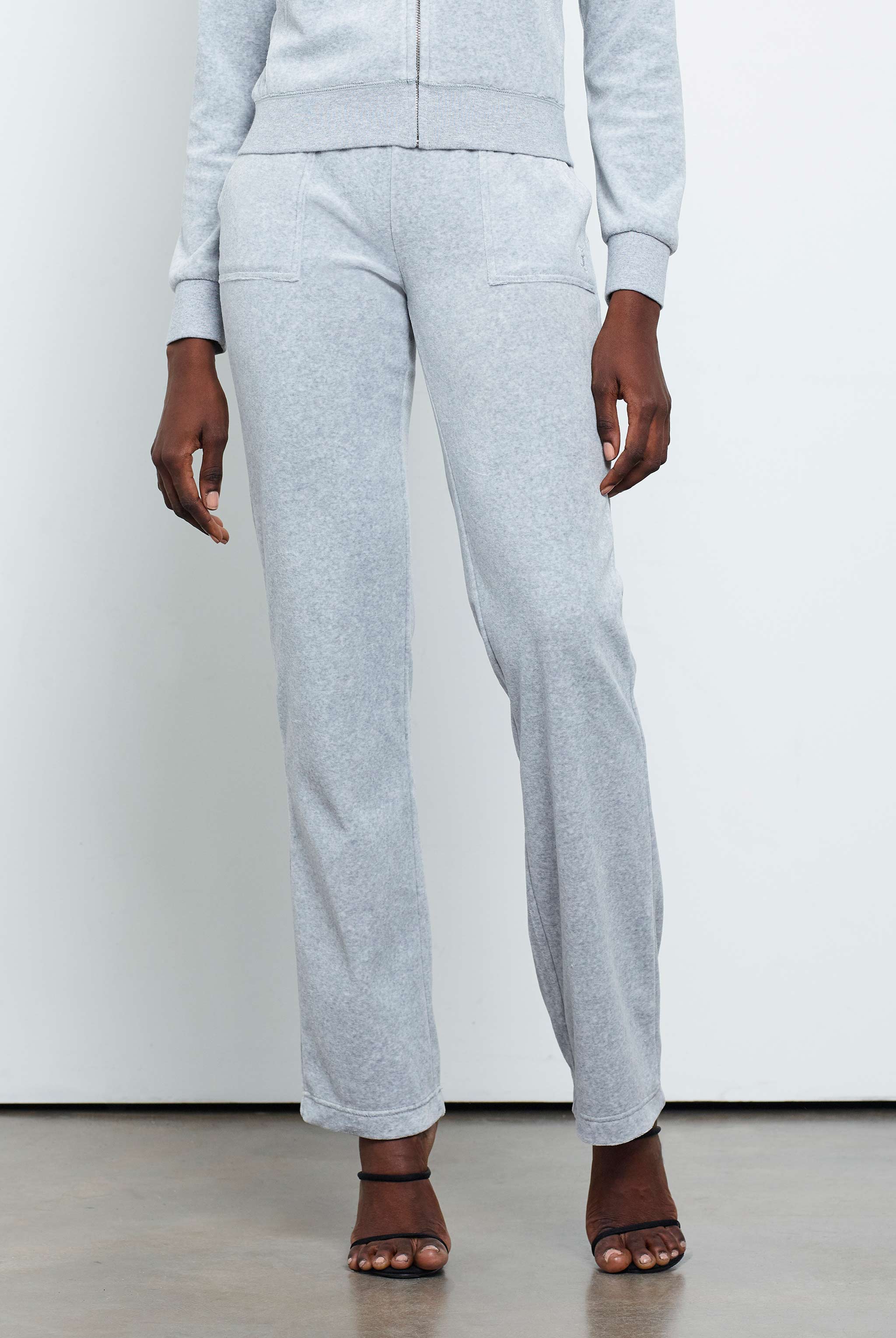Del Ray Classic Velour Pant Pocket - Grey Silver Melange