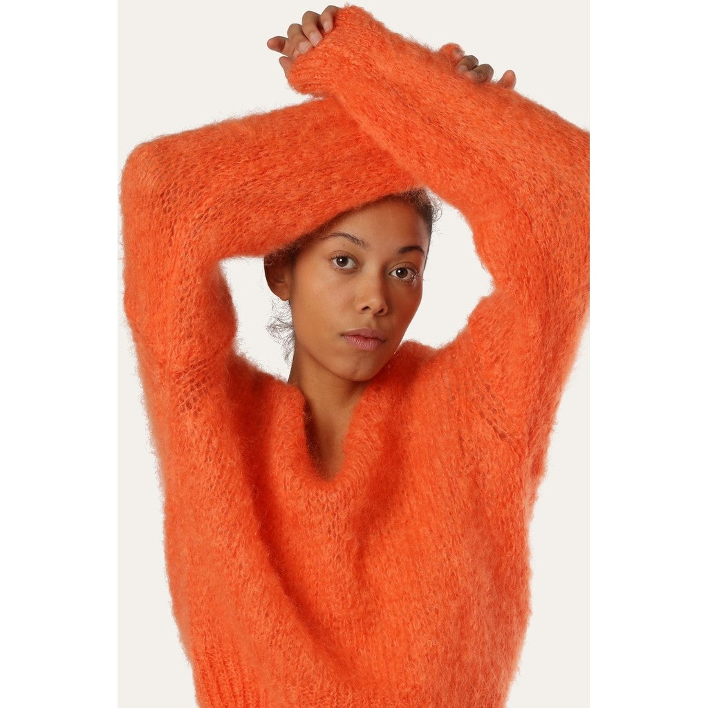 Milana Ls Mohair Knit - Burnt Orange