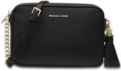 Jet Set Medium Pebbled Leather Crossbody Bag - Black/Gold