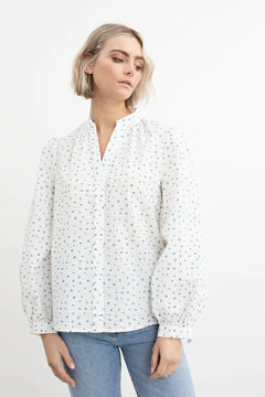 Amalfi Crepe Blouse - Blue Amaryll