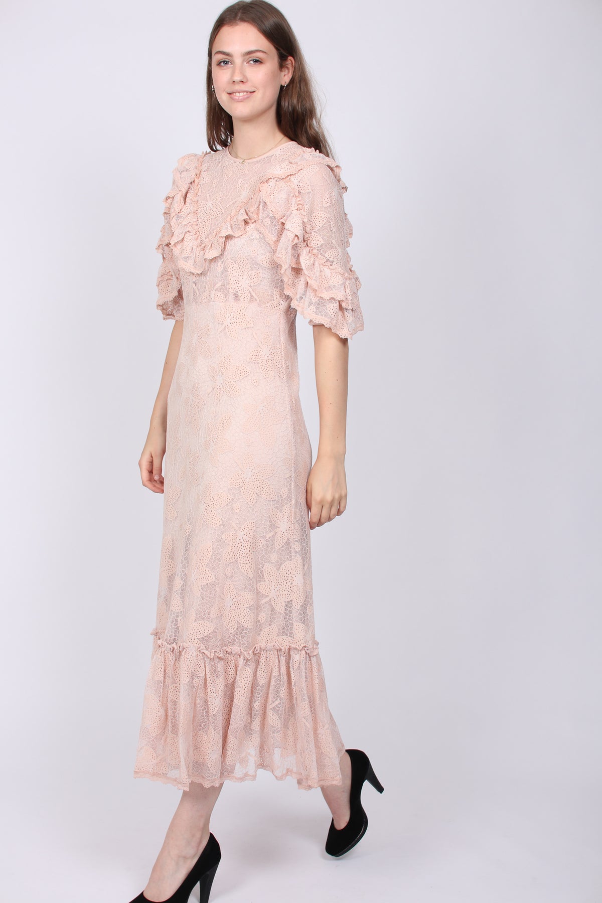 Autumn Lace Midi Dress - Rose - ByTimo - Kjoler - VILLOID.no