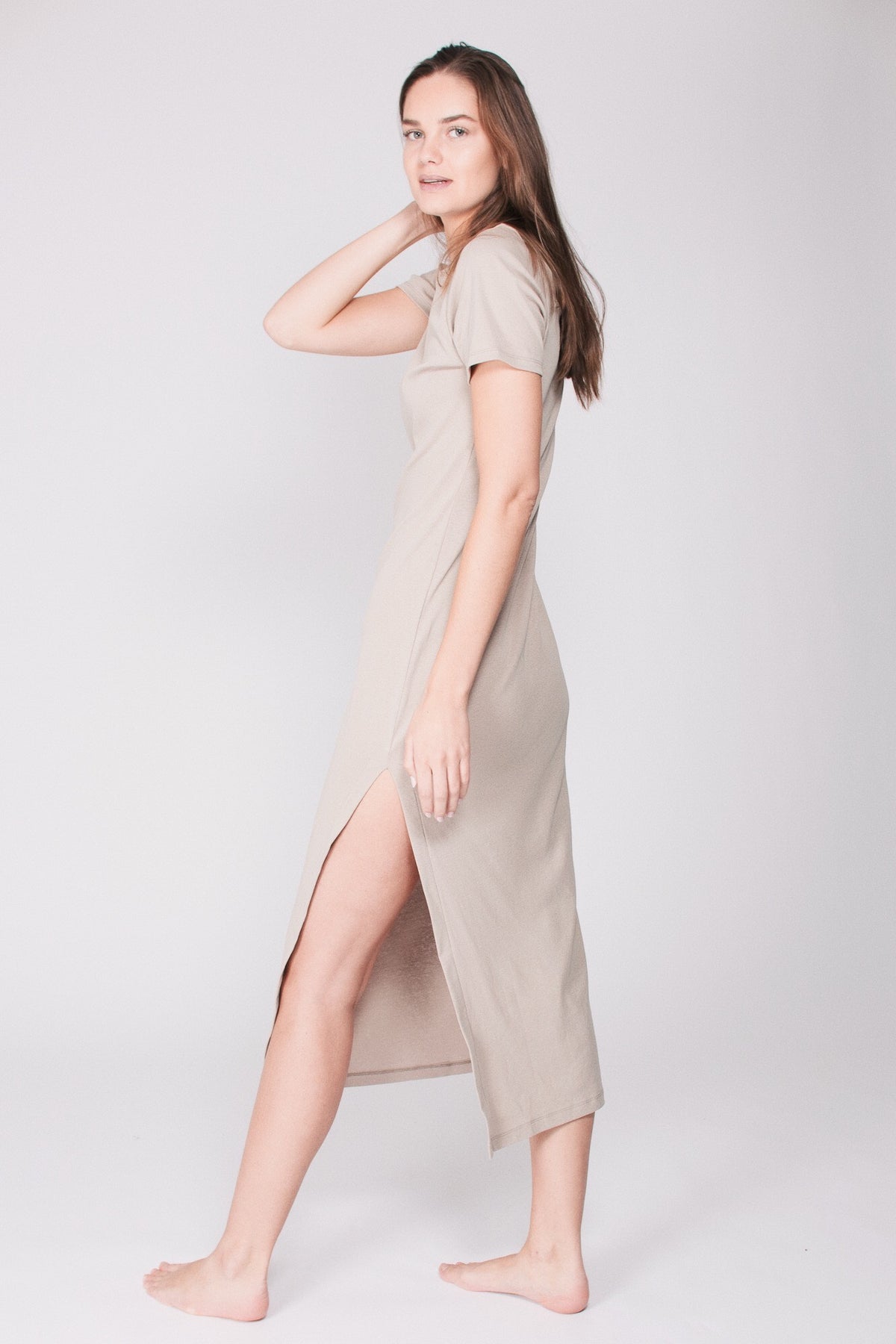 The T-dress : Organic Cotton - Beige - AWAN - Loungewear - VILLOID.no