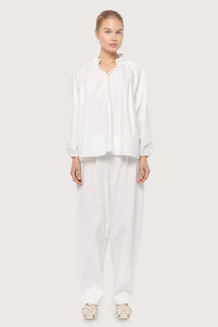 Poplin Bohemian Wide Blouse - White