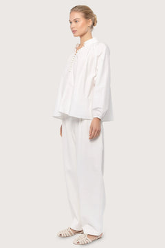 Poplin Bohemian Wide Blouse - White