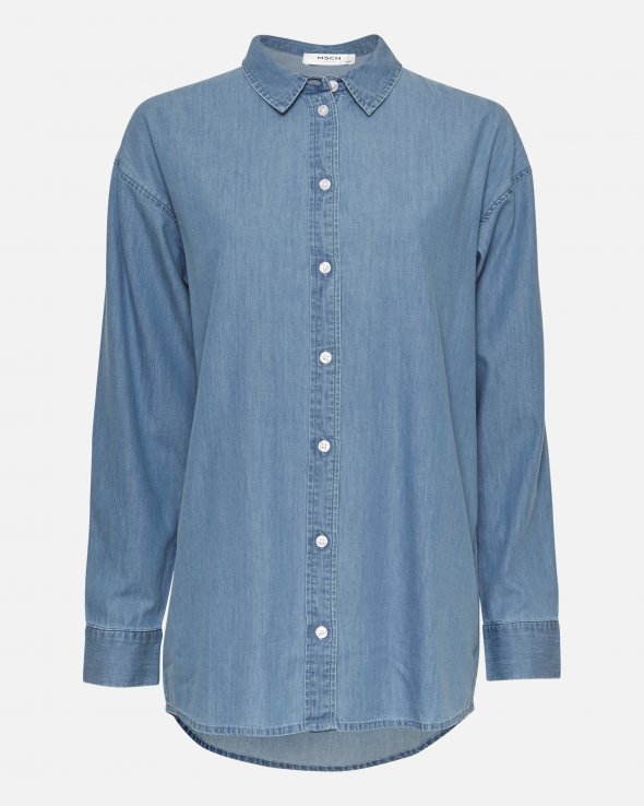 Chea Lyanna LS Shirt - Blue Wash - Moss Copenhagen - Bluser & Skjorter - VILLOID.no
