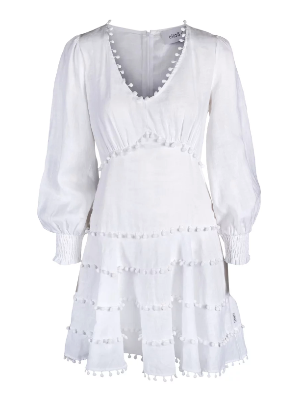 Eline Linen Dress - White - Ella & il - Kjoler - VILLOID.no