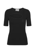 Rib Cut Out T-Shirt - Black