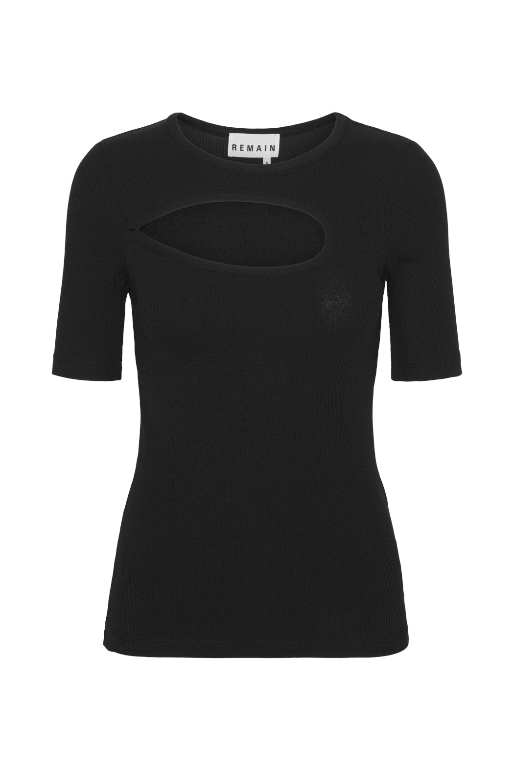 Rib Cut Out T-Shirt - Black