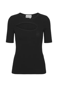 Rib Cut Out T-Shirt - Black