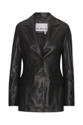 Fitted Leather Blazer - Black