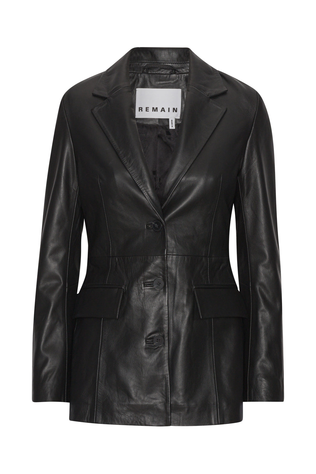 Fitted Leather Blazer - Black
