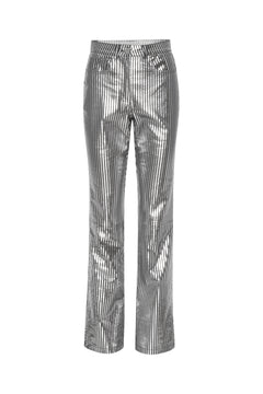 Striped Leather Pants - Black Comb.