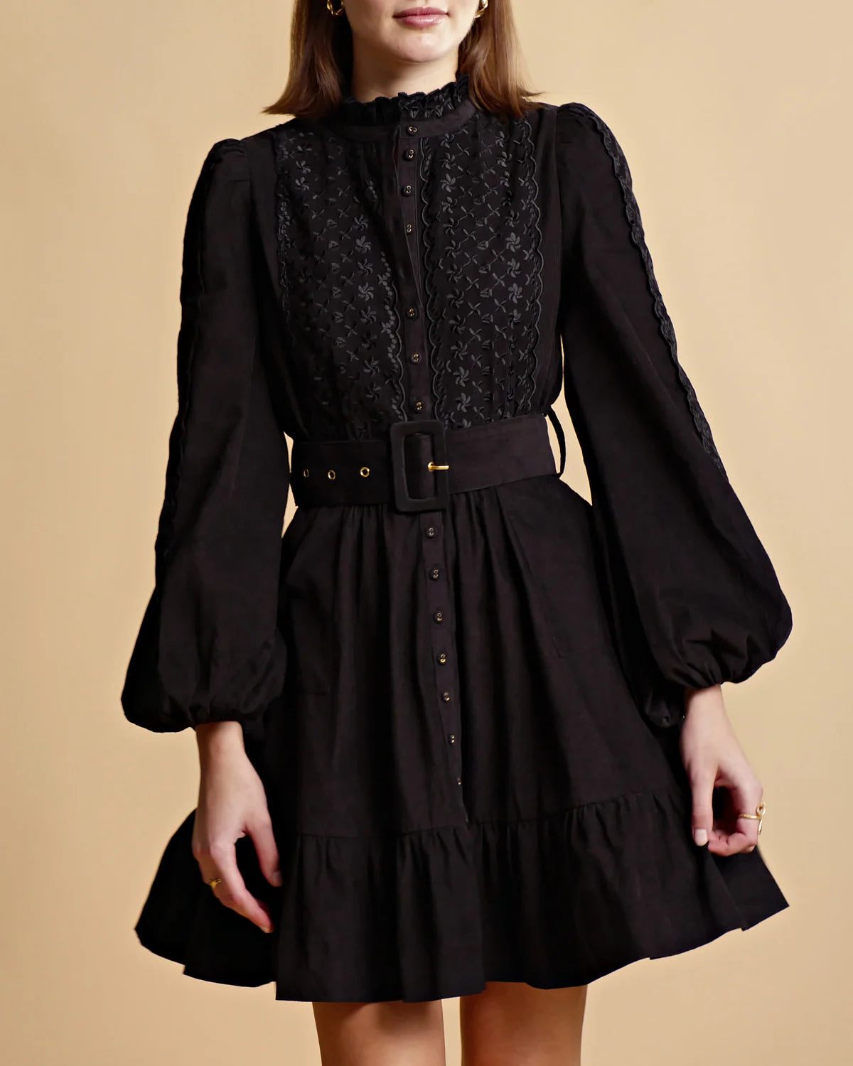 Black cord top shirt dress