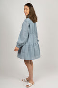 Sealed Broderie Anglaise Dress - Dusty Blue