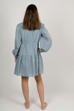 Sealed Broderie Anglaise Dress - Dusty Blue