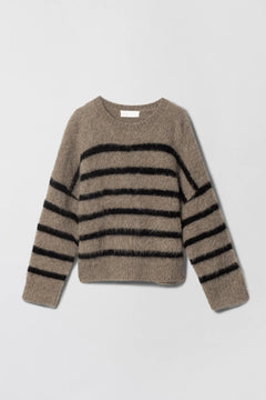 Mountain Oversized Furry Jumper - Black Brown Stripe