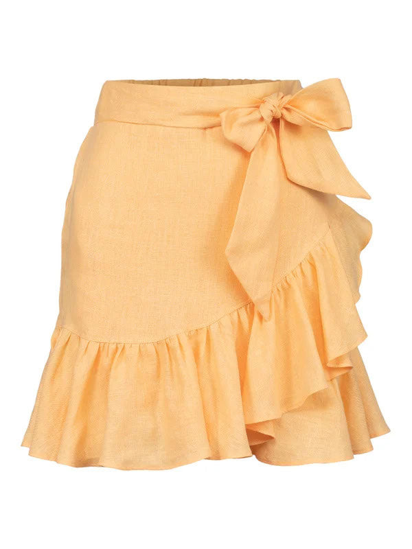 Julli Linen Skirt - Orange