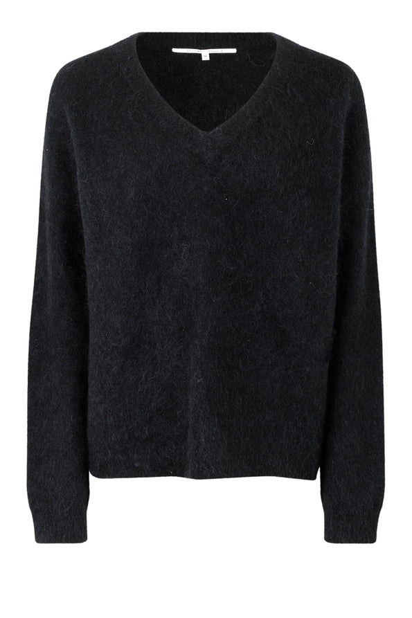 Brook Knit Oversize V-Neck - Black