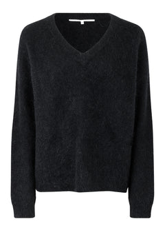 Brook Knit Oversize V-Neck - Black