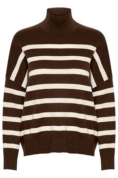 TenleyIW Turtleneck Pullover - Brown/White