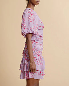 Spring Rouching Dress - Cherry Blossom