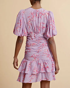 Spring Rouching Dress - Cherry Blossom
