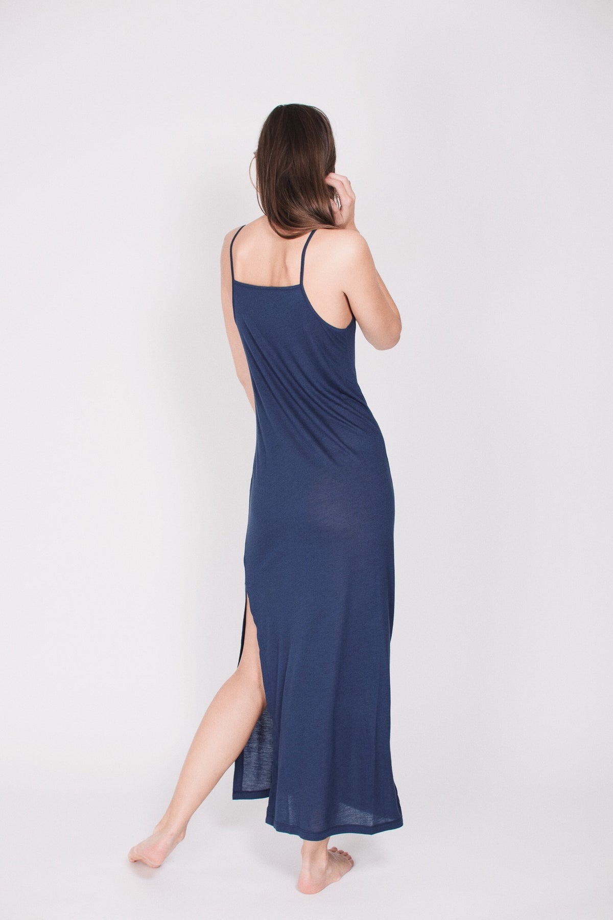 The Slip Dress : With Cashmere - Deep Sea Blue - AWAN - Loungewear - VILLOID.no