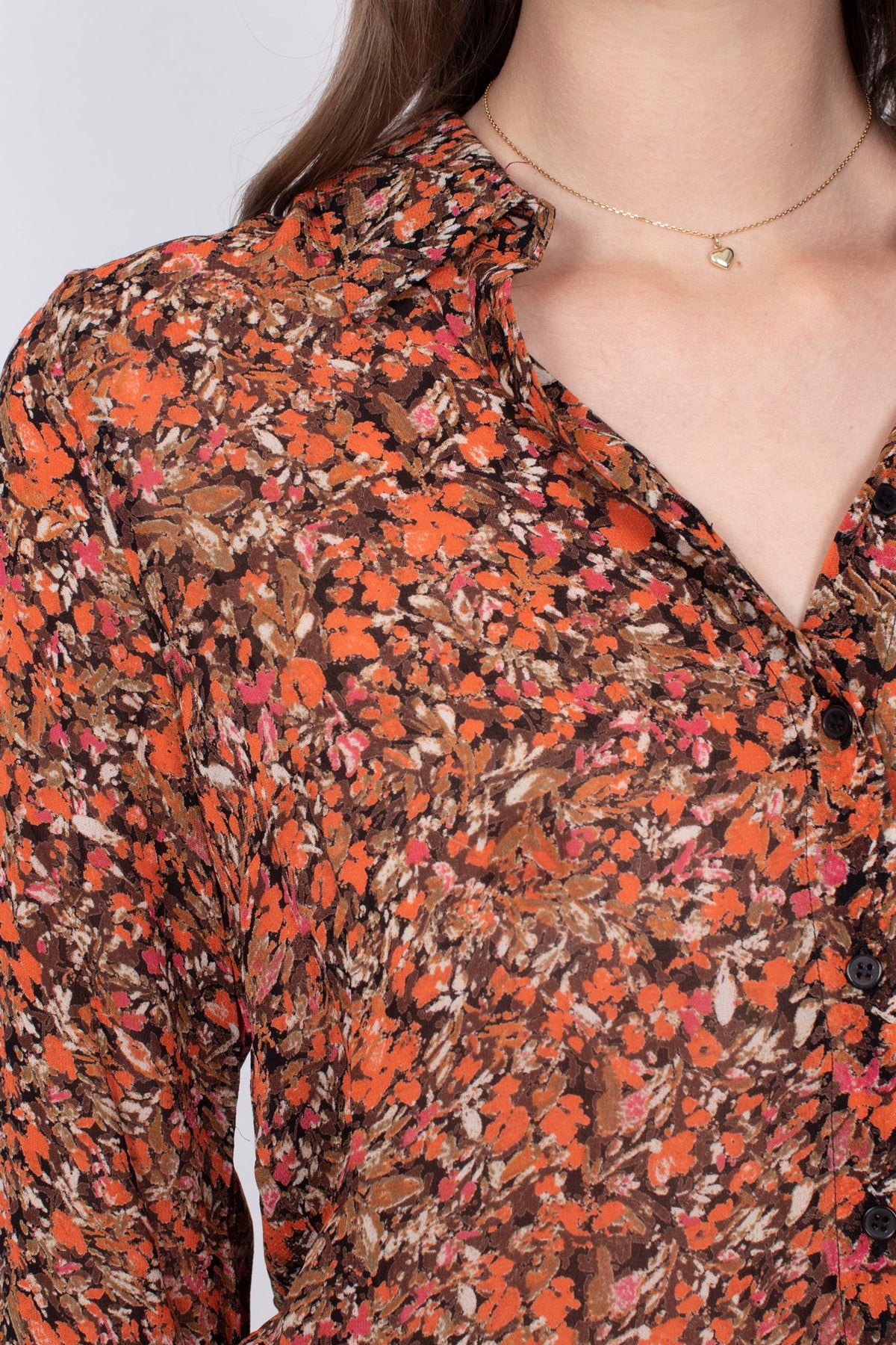 PicalW Shirt - Orange Small Flowers - InWear - T-skjorter & Topper - VILLOID.no