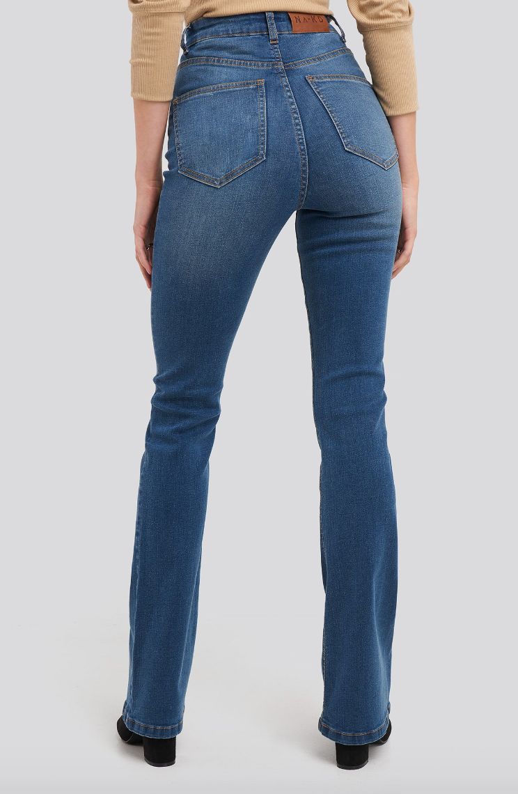 Skinny Bootcut Jeans - Mid Blue - NA-KD - Bukser & Shorts - VILLOID.no