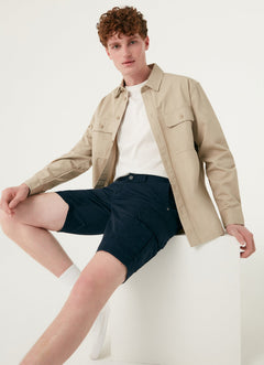 0881T Cotton Bermuda Shorts - Navy Blue