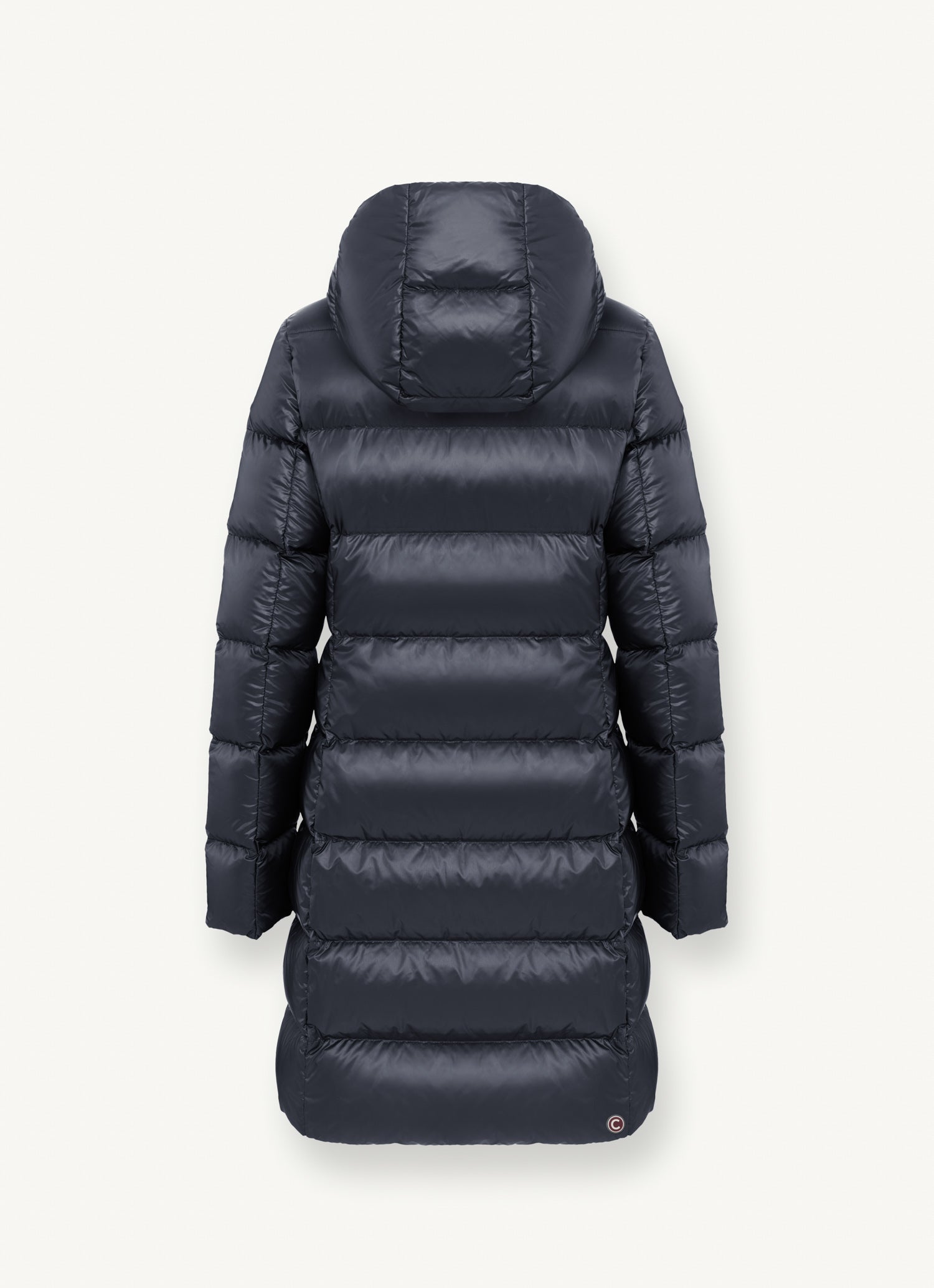 Long Iridescent Down Jacket - Navy Blue/Dark Steel