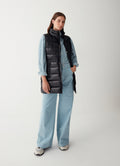 Maxi Down Vest With Drawstring - Black