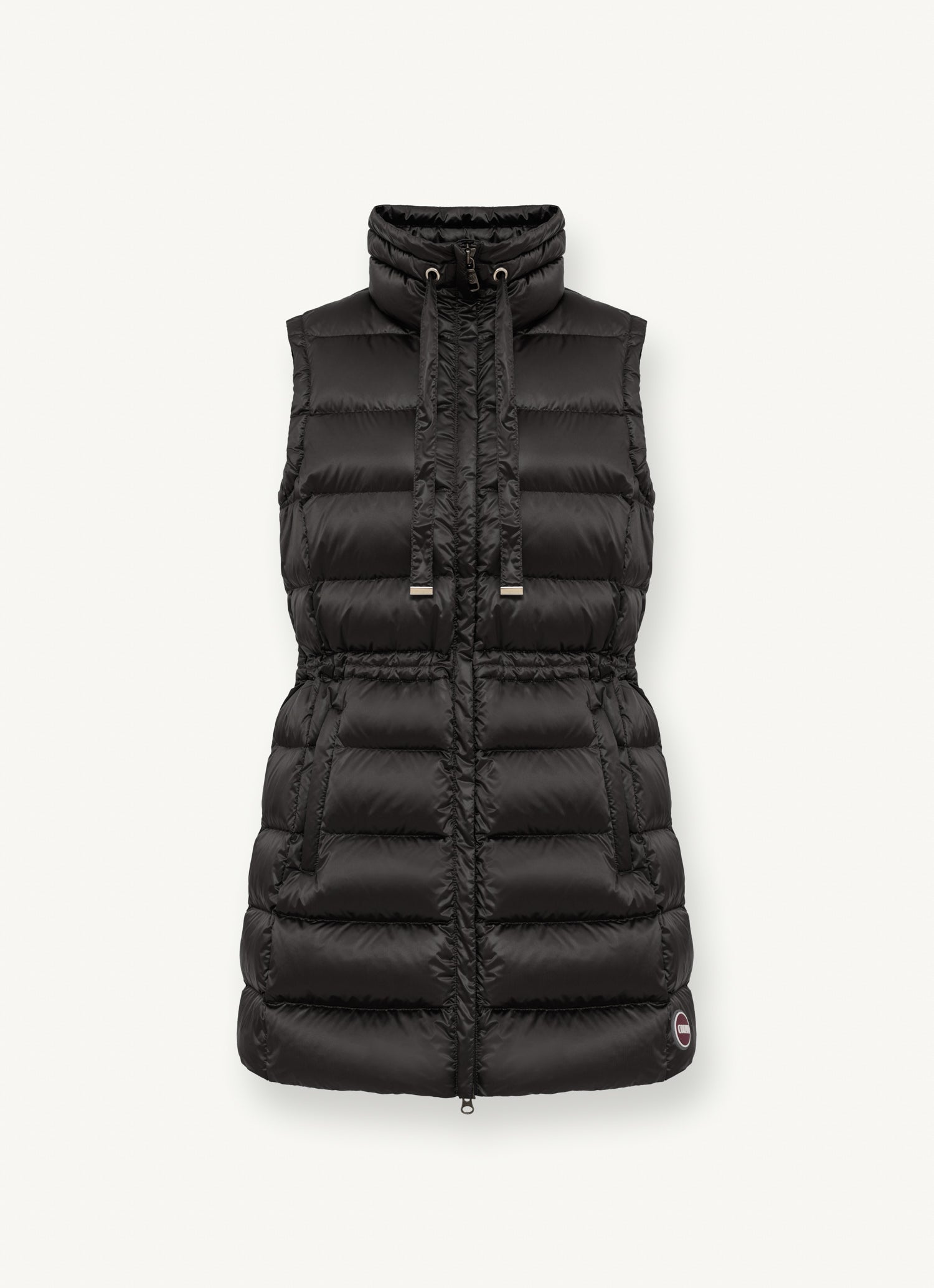 Maxi Down Vest With Drawstring - Black
