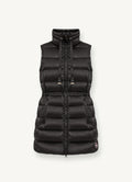 Maxi Down Vest With Drawstring - Black