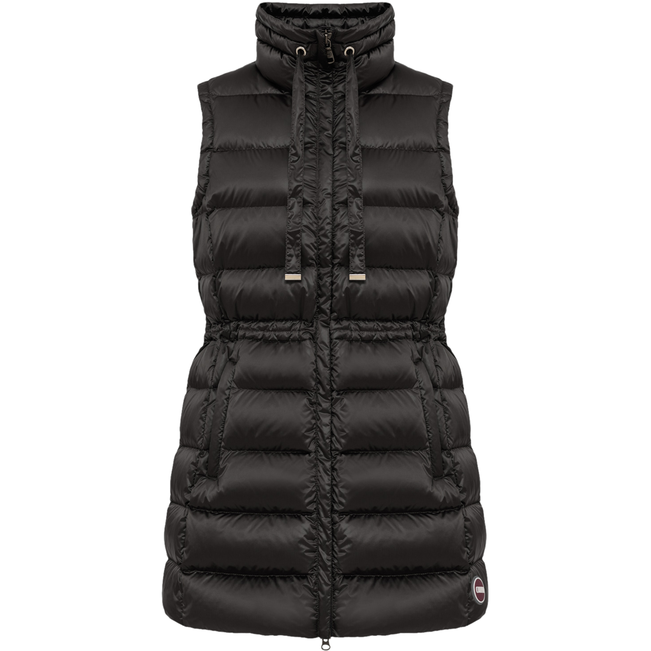 Maxi Down Vest With Drawstring - Black
