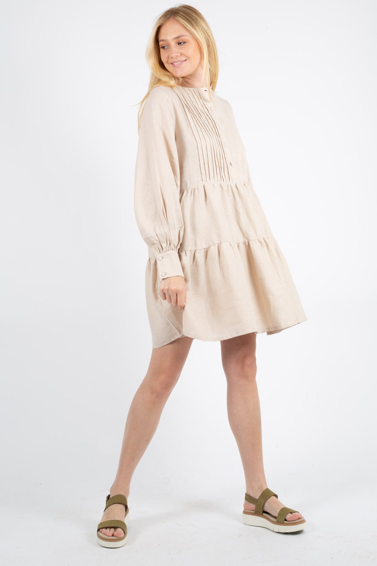 Aria Linen Dress - Beige