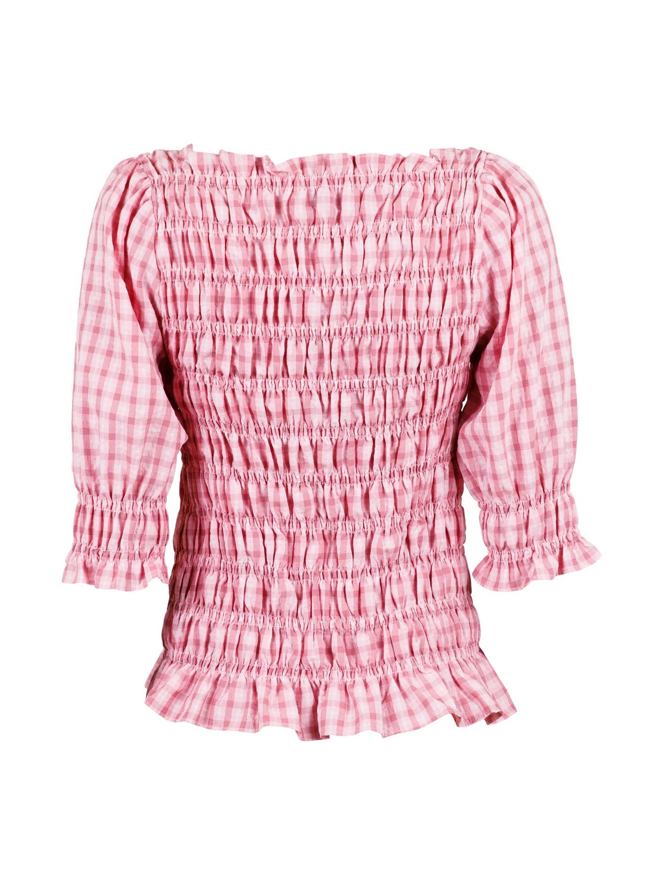 Kara Smock Check Top - Pink - Neo Noir - T-skjorter & Topper - VILLOID.no