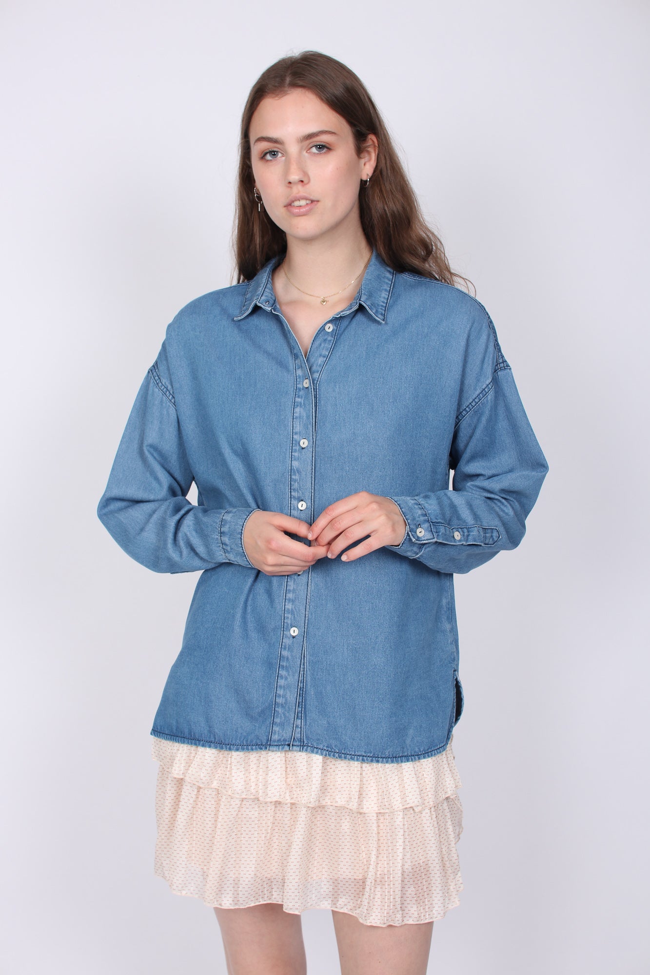 Lyle Shirt - Blue Denim - Second Female - Bluser & Skjorter - VILLOID.no