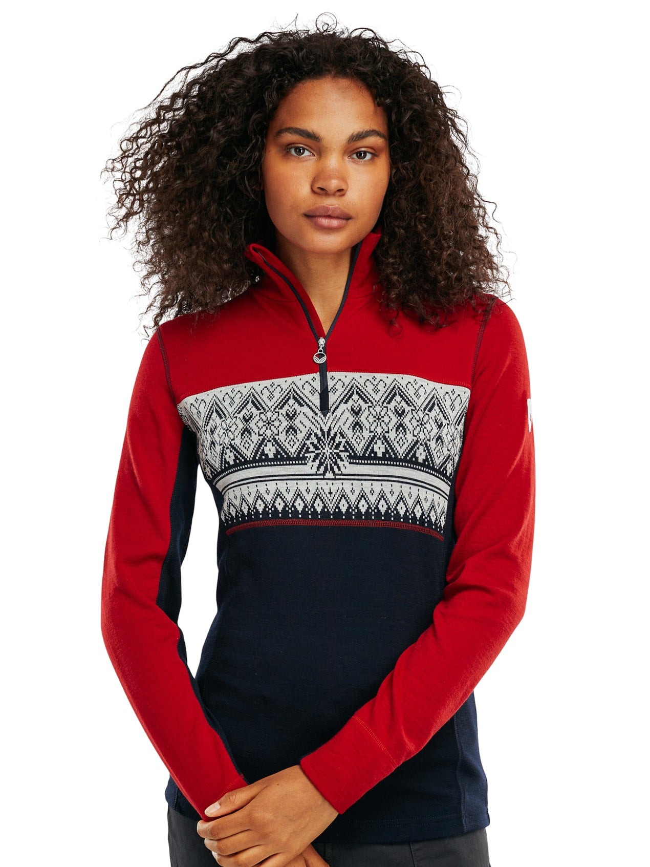 Moritz Fem Basic Sweater - Raspberry Navy Offwhite
