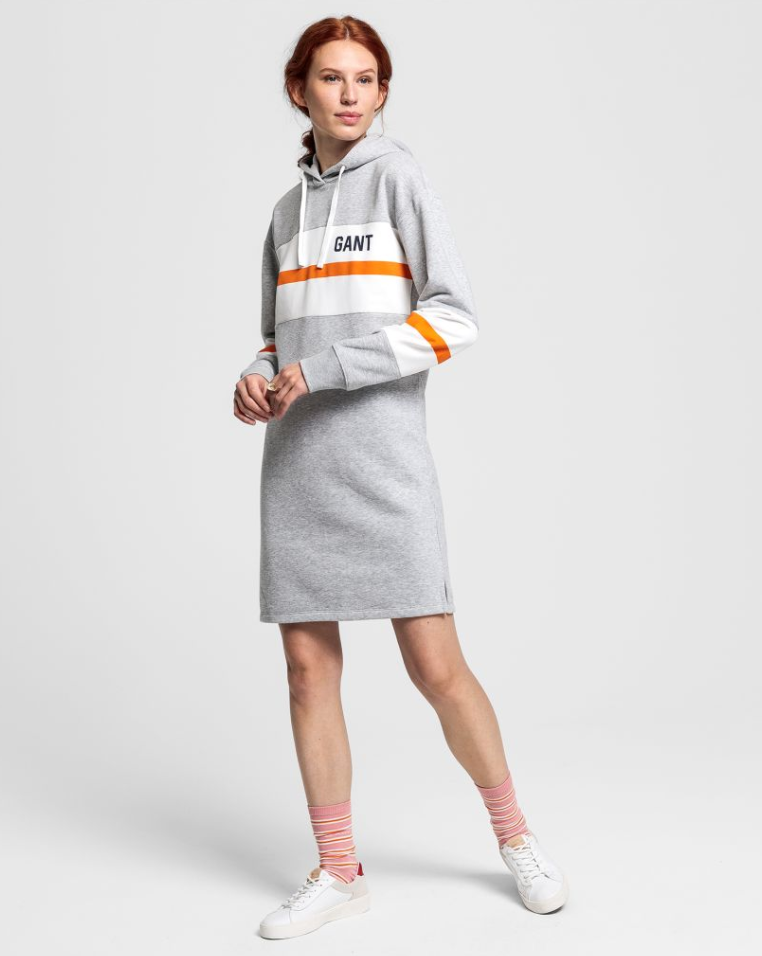 Graphic Block Stripe Dress - Light Grey Melange - GANT - Kjoler - VILLOID.no