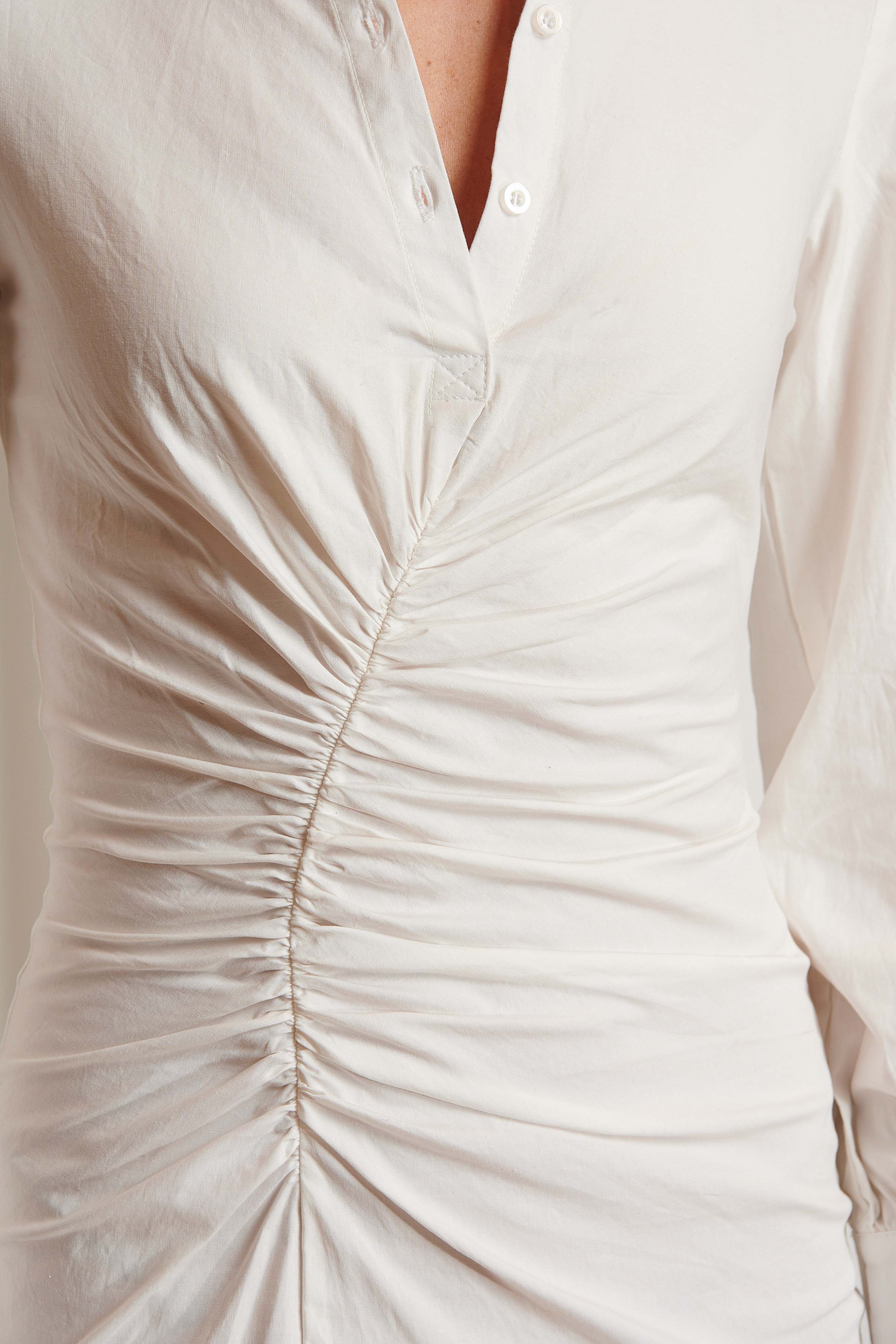 Draped Shirt Dress - White - Emma Ellingsen - Kjoler - VILLOID.no