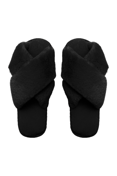 Lou Faux Fur Slippers - Black