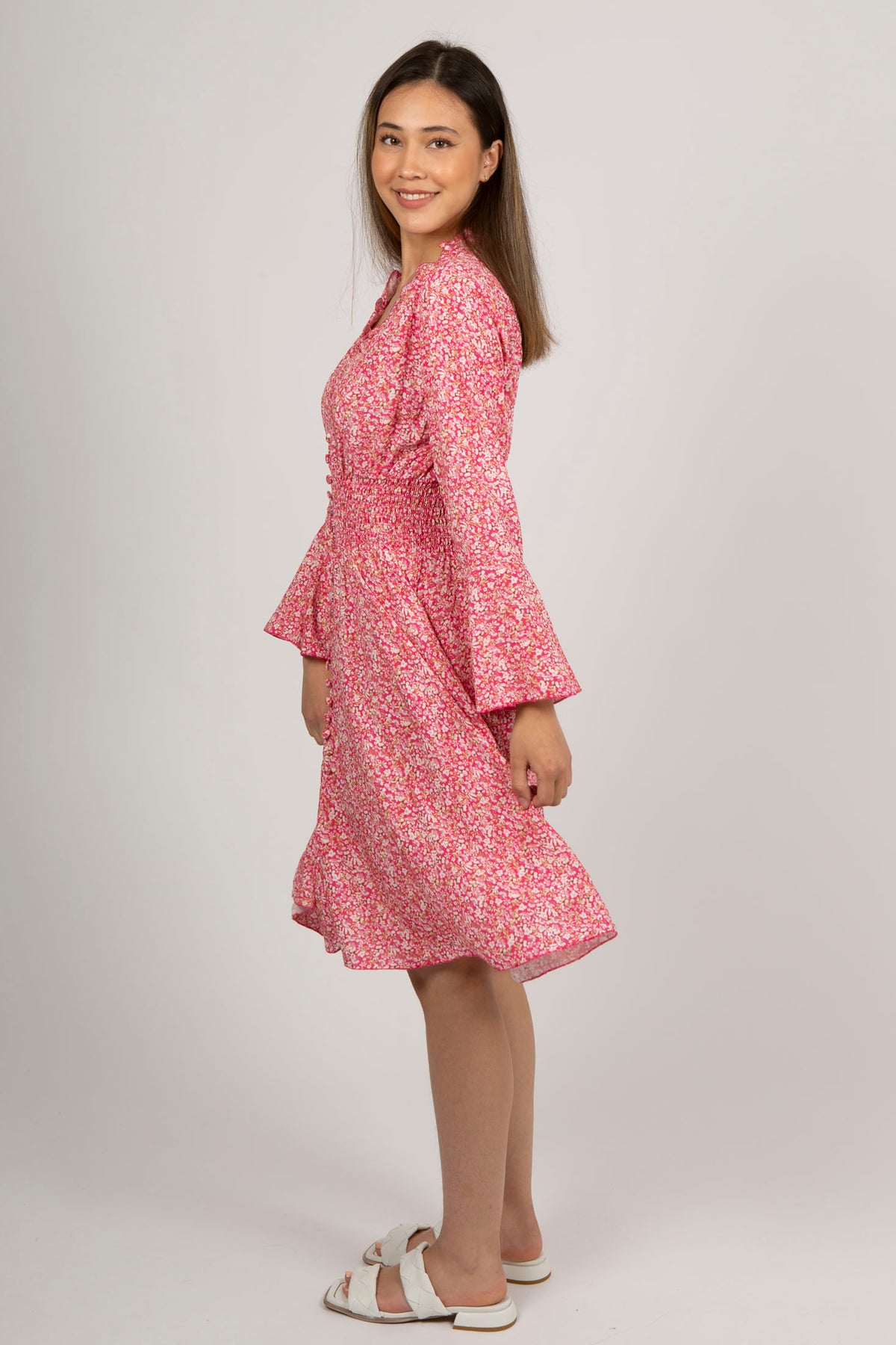 Sally Short Dress - Pink Flower