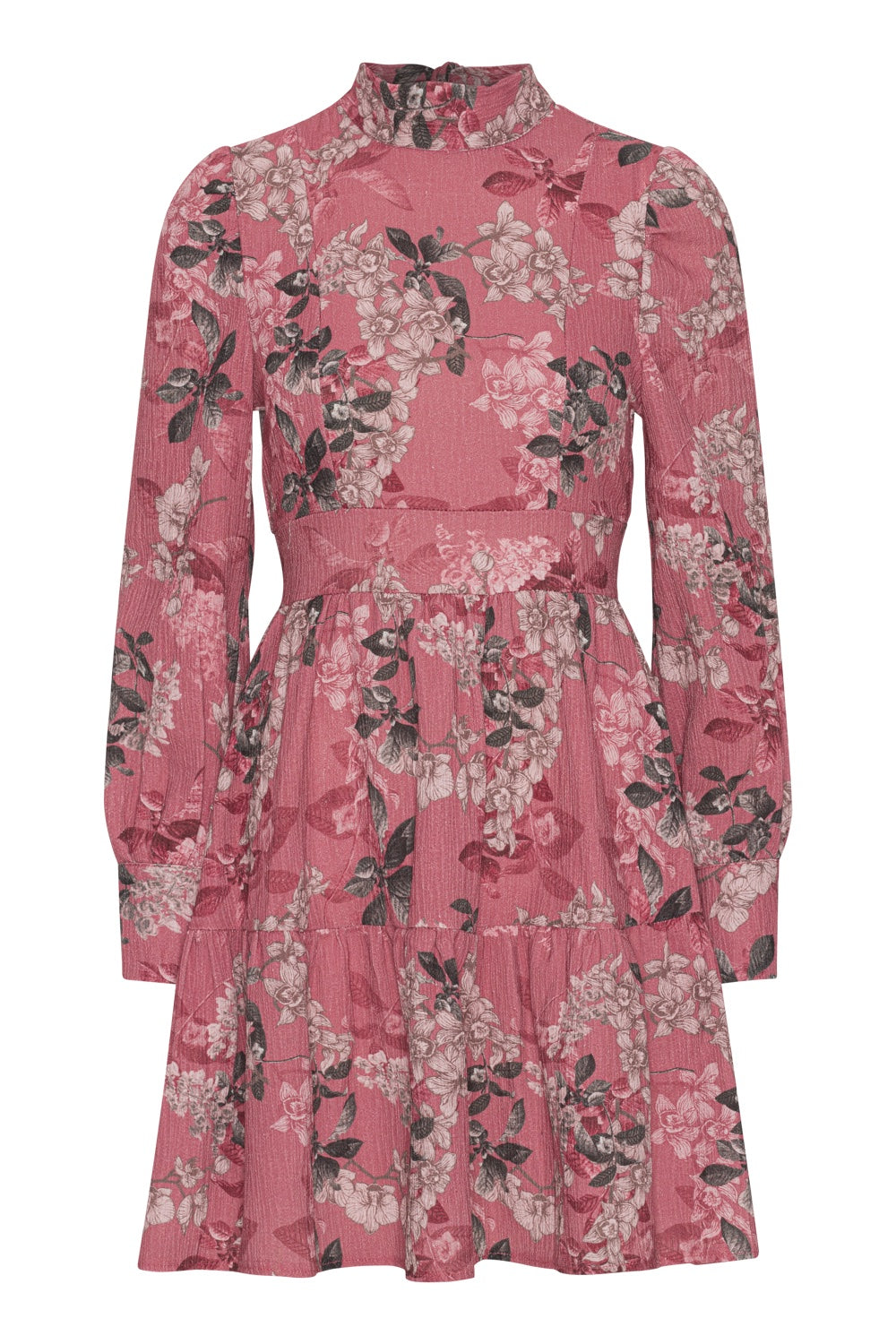 Laila Cotton Bow Dress - Pink Big Flower