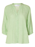 Alberta 3/4 Stripe Shirt - Snow White/Classic Green