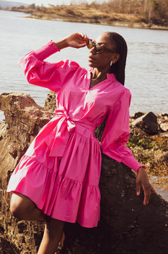 Delphine Poplin Dress - Pink