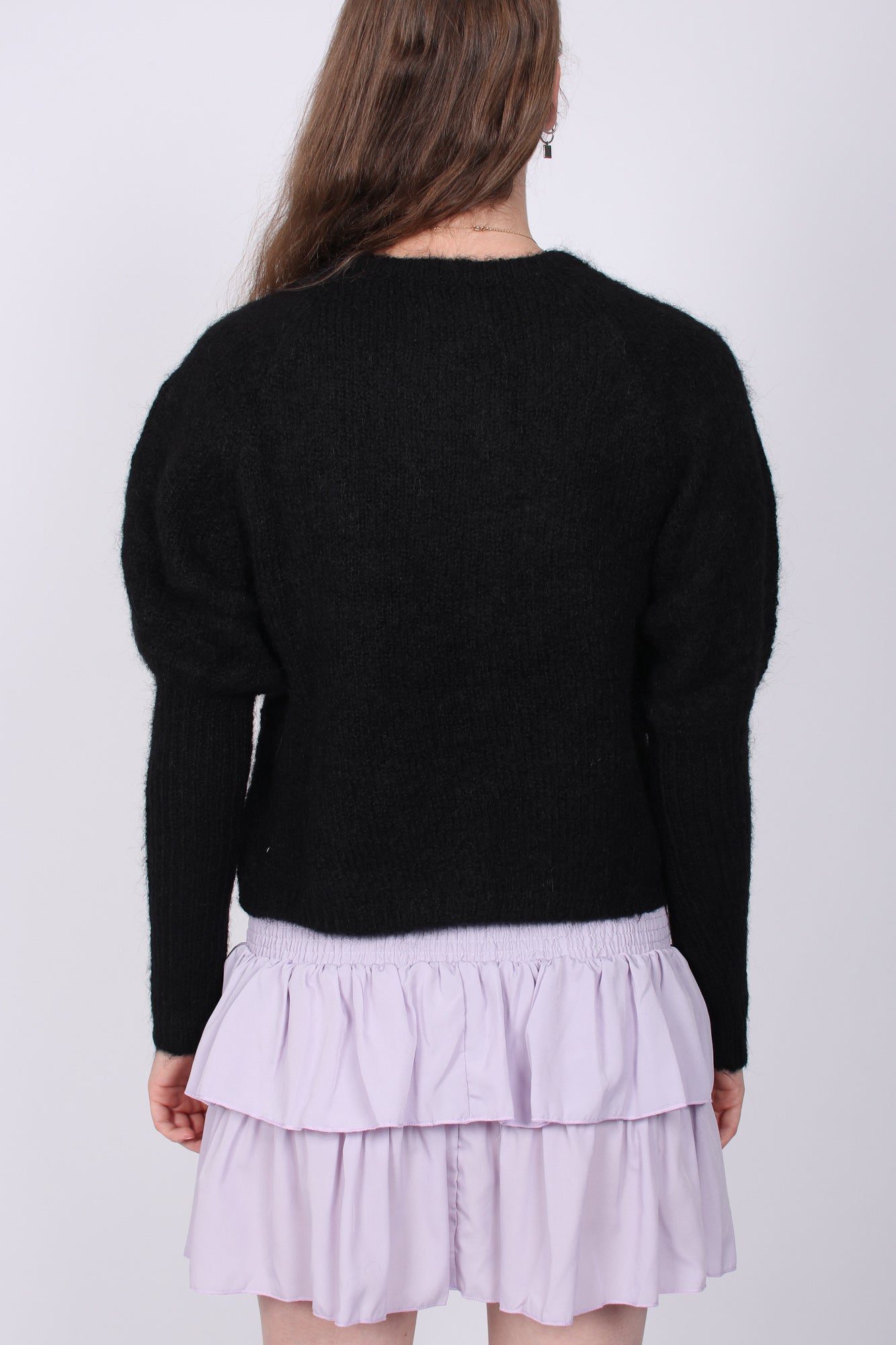 Hairy Knit Puffed Cardigan - Black - ByTimo - Gensere - VILLOID.no