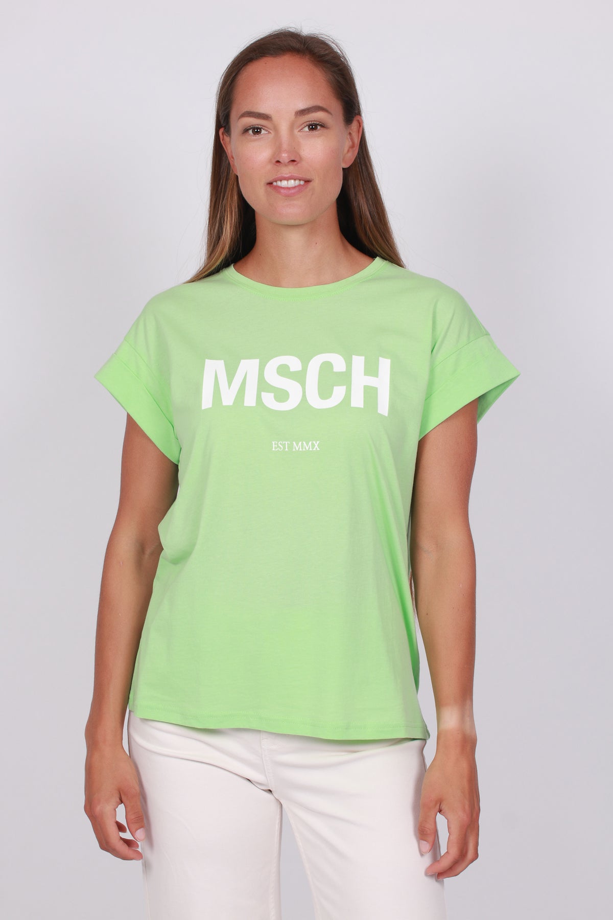 Alva MSCH STD Tee - Green/White - Moss Copenhagen - T-skjorter & Topper - VILLOID.no