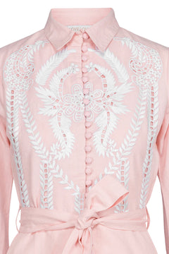 Berta Dress - Light Pink With Embroidery